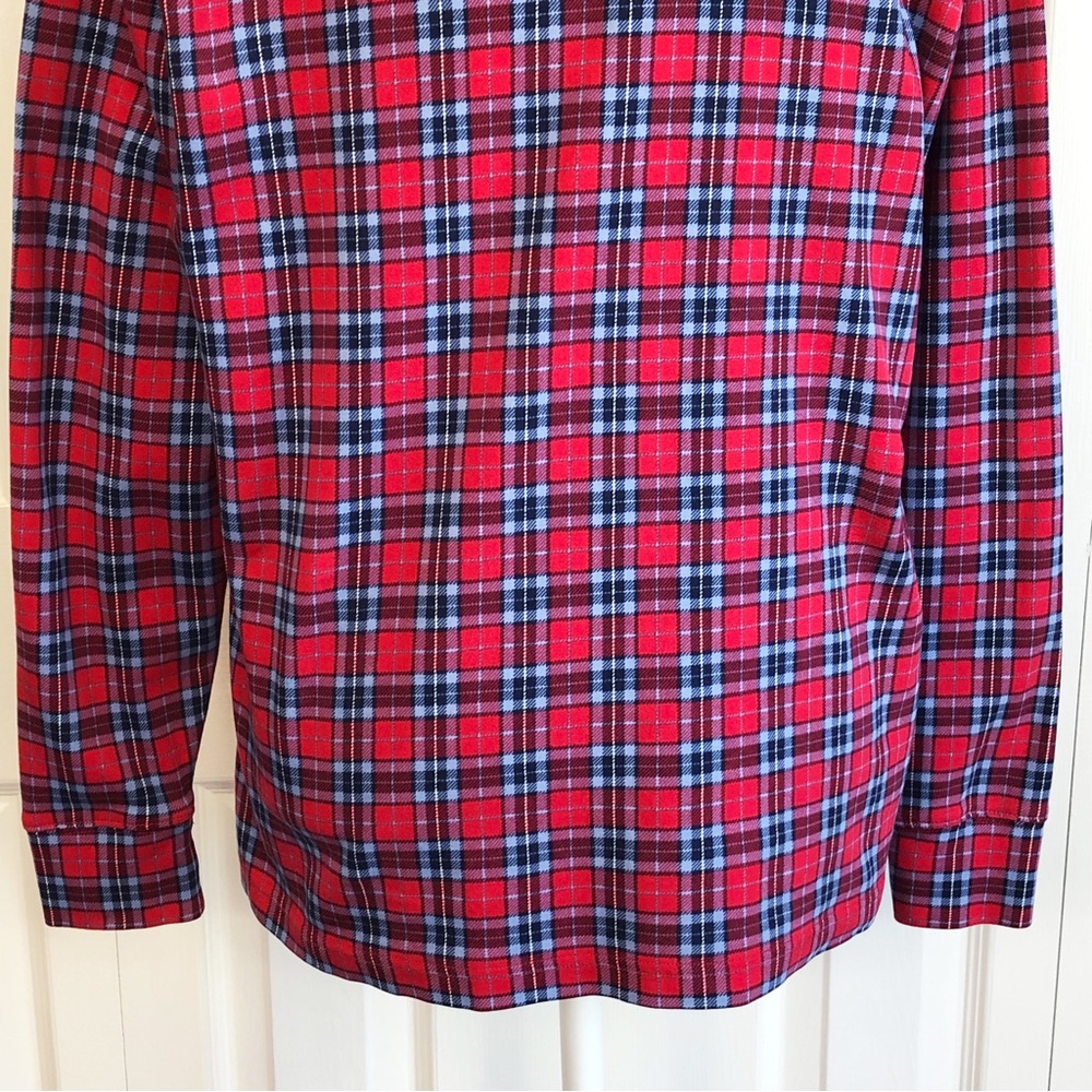 Lands' End Red & Blue Plaid Print Mockneck Long Sleeve Tee XL - Picture 16 of 16